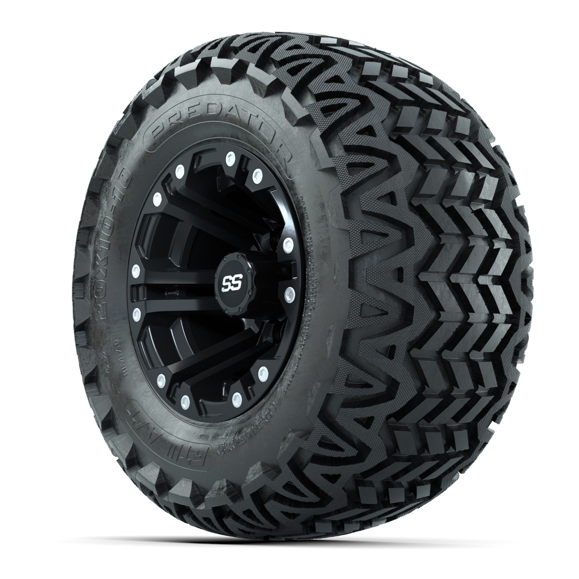 Specter Matte Black Wheels and A-T Tires - 10 Inch
