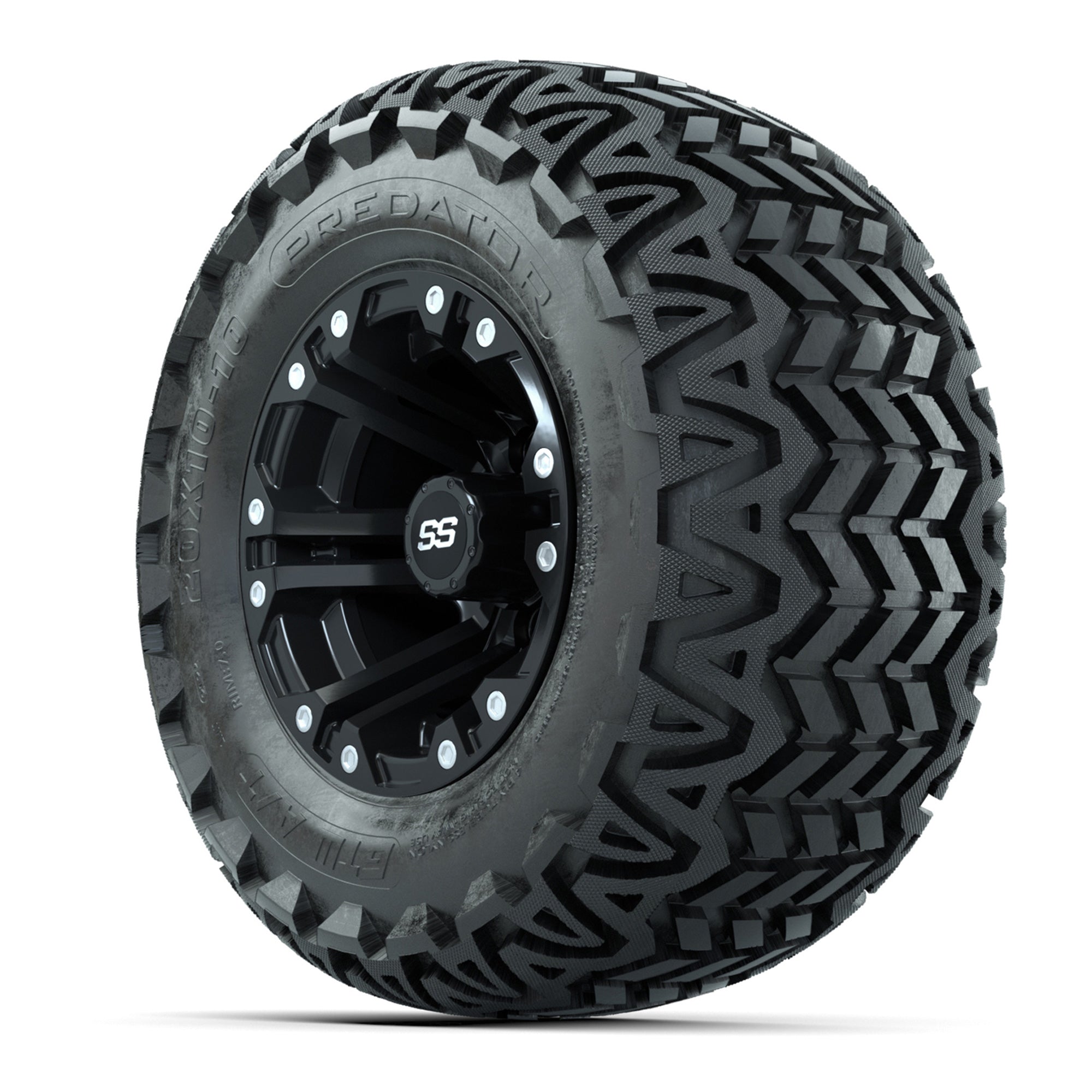 Specter Matte Black Wheels and A-T Tires - 10 Inch
