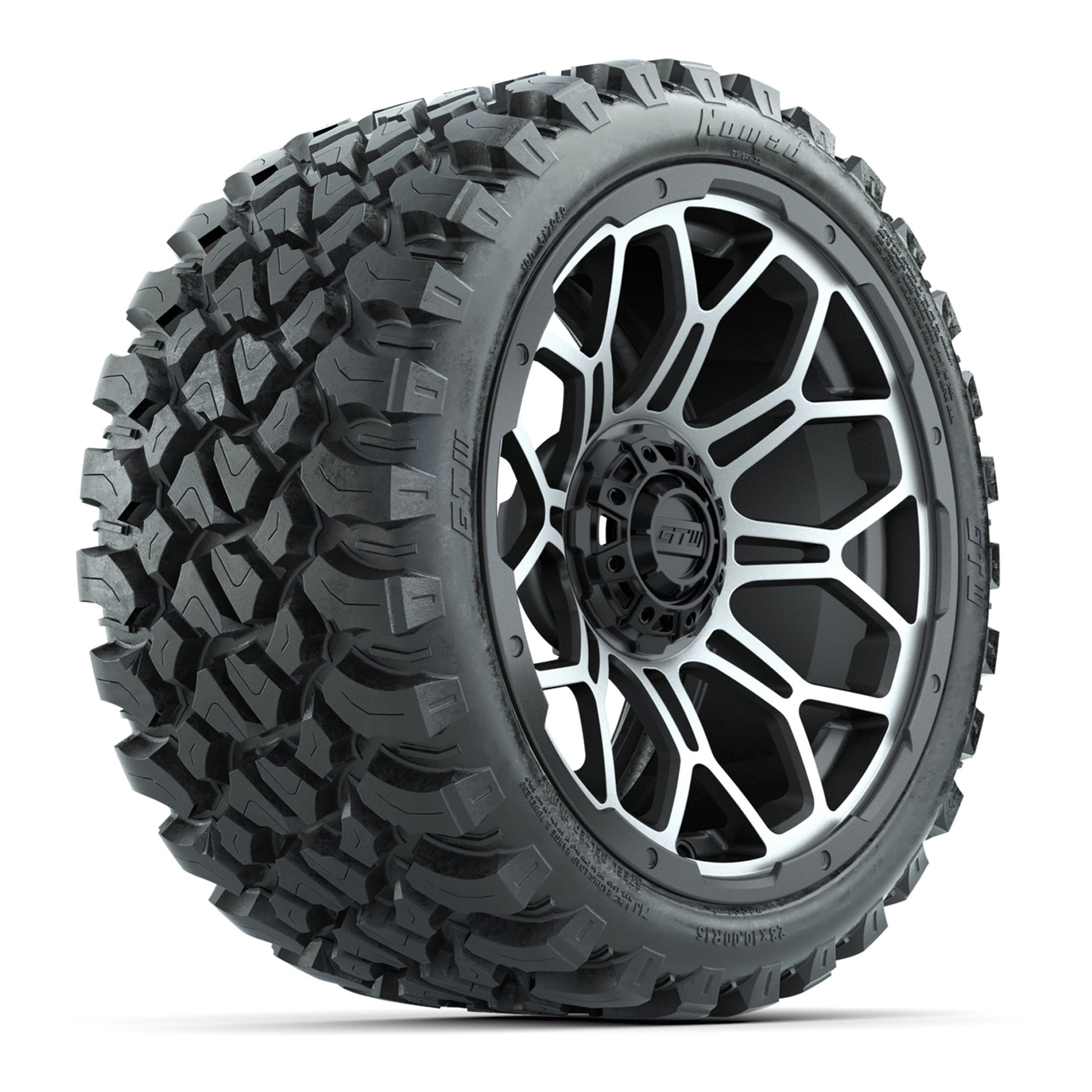 Set of (4) 15″ GTW Bravo Matte Gray Wheels with 23x10-R15 Nomad All-Terrain Tires