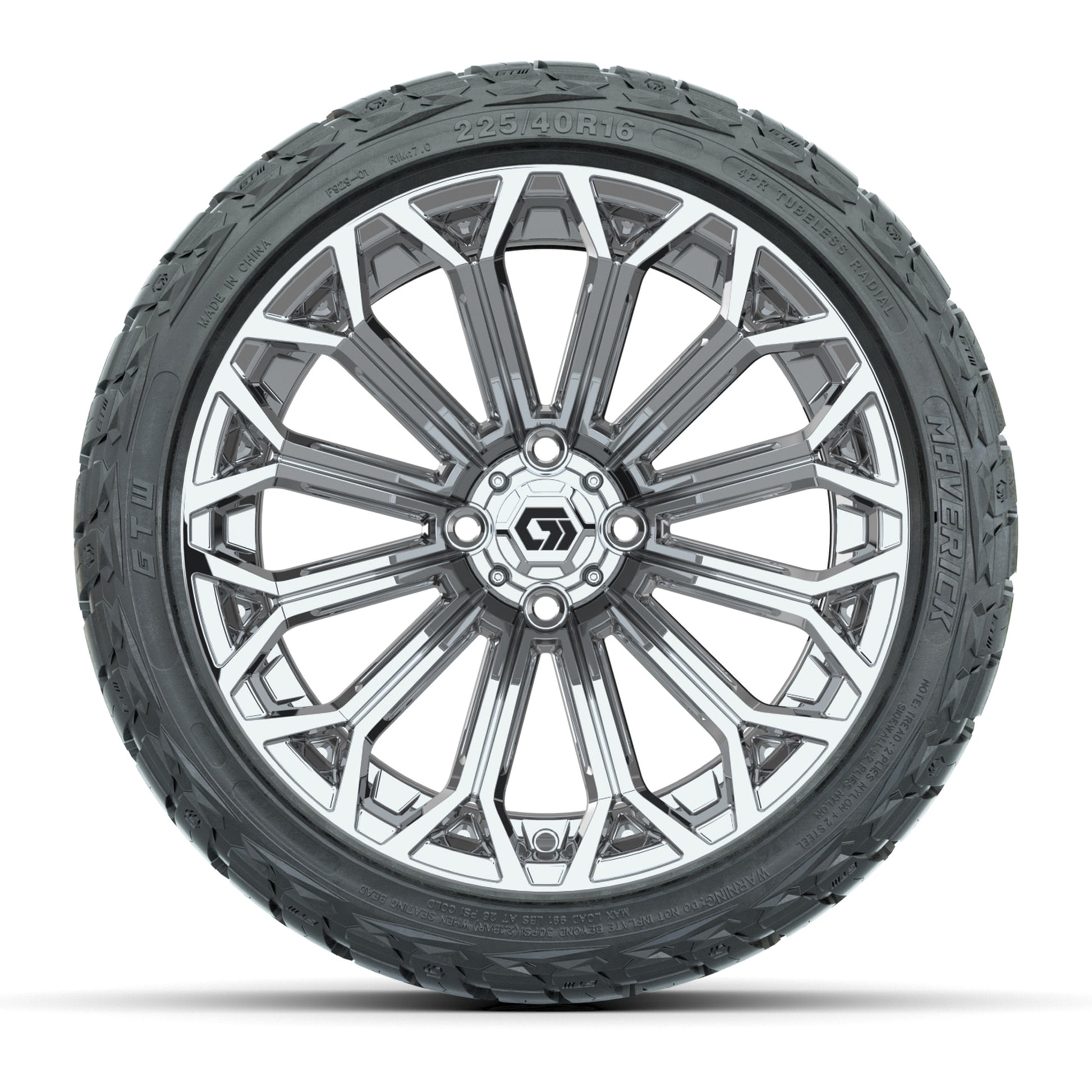 GTW Phantom Chrome 16 in Wheels with 225/40-R16 Maverick Hybrid Tires – Full Set