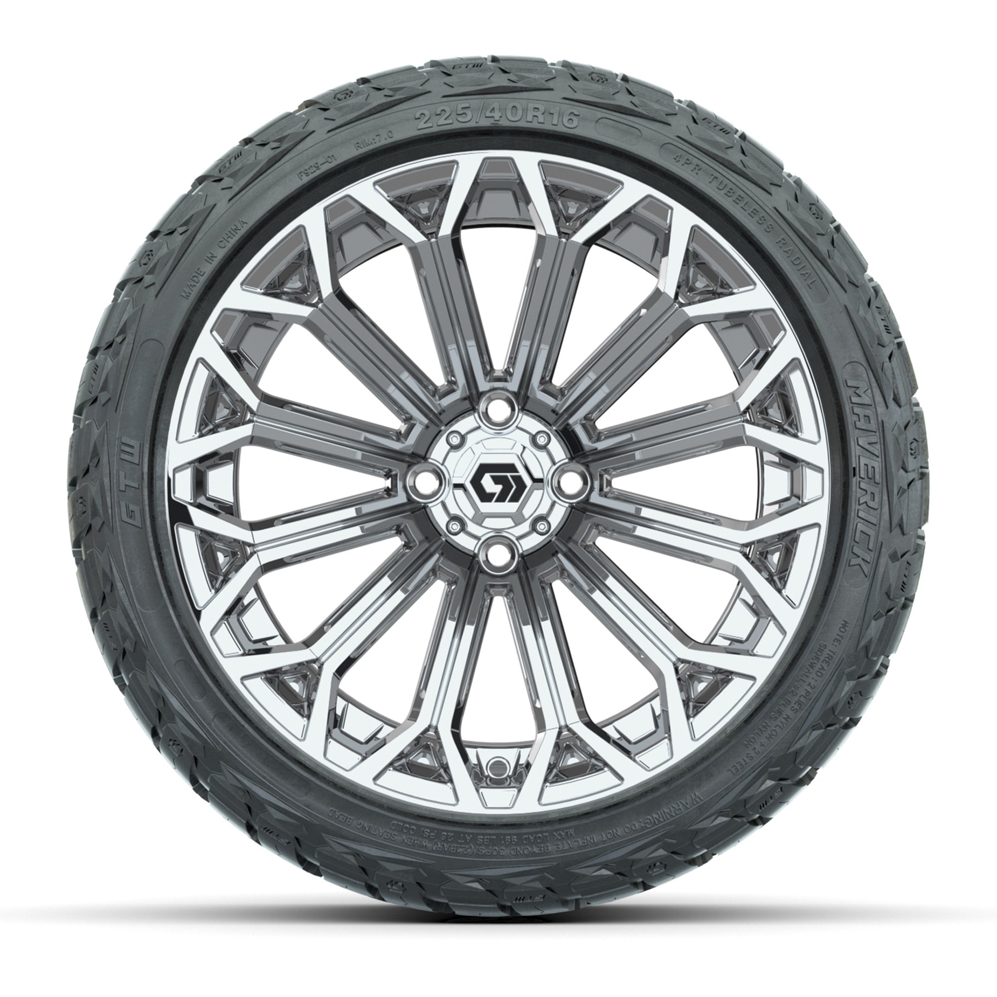 GTW Phantom Chrome 16 in Wheels with 225/40-R16 Maverick Hybrid Tires – Full Set