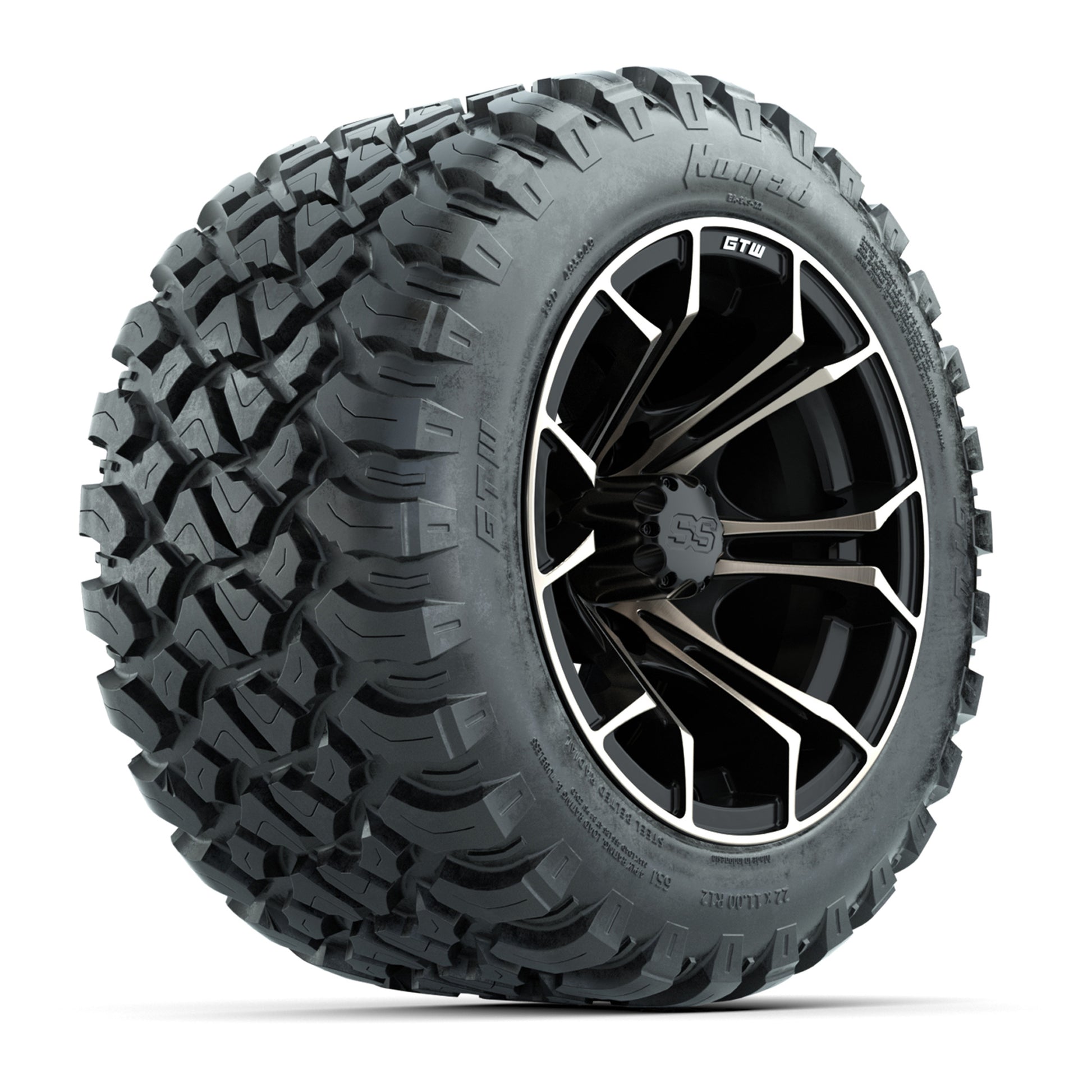 GTW® Spyder Matte Black/Bronze 12 in Wheels with 22X11-R12 Nomad Steel Belt Radial All-Terrain Tires – Full Set