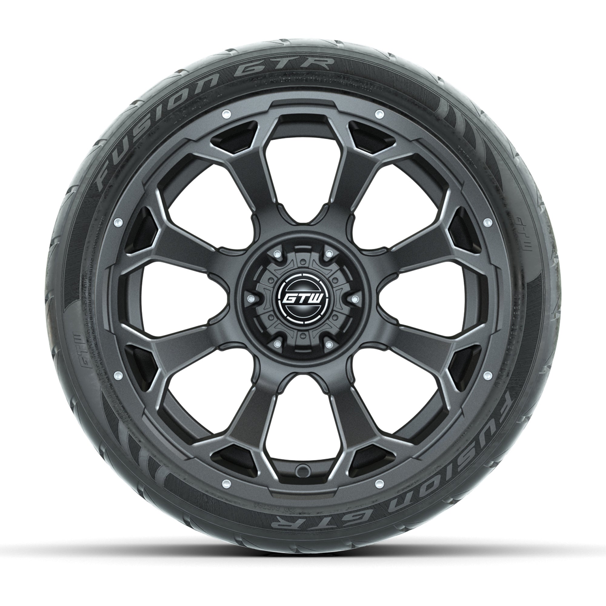 GTW® Raven Matte Gray/Ball Milled 14 in Wheels with 205/40-R - 3/4 view
