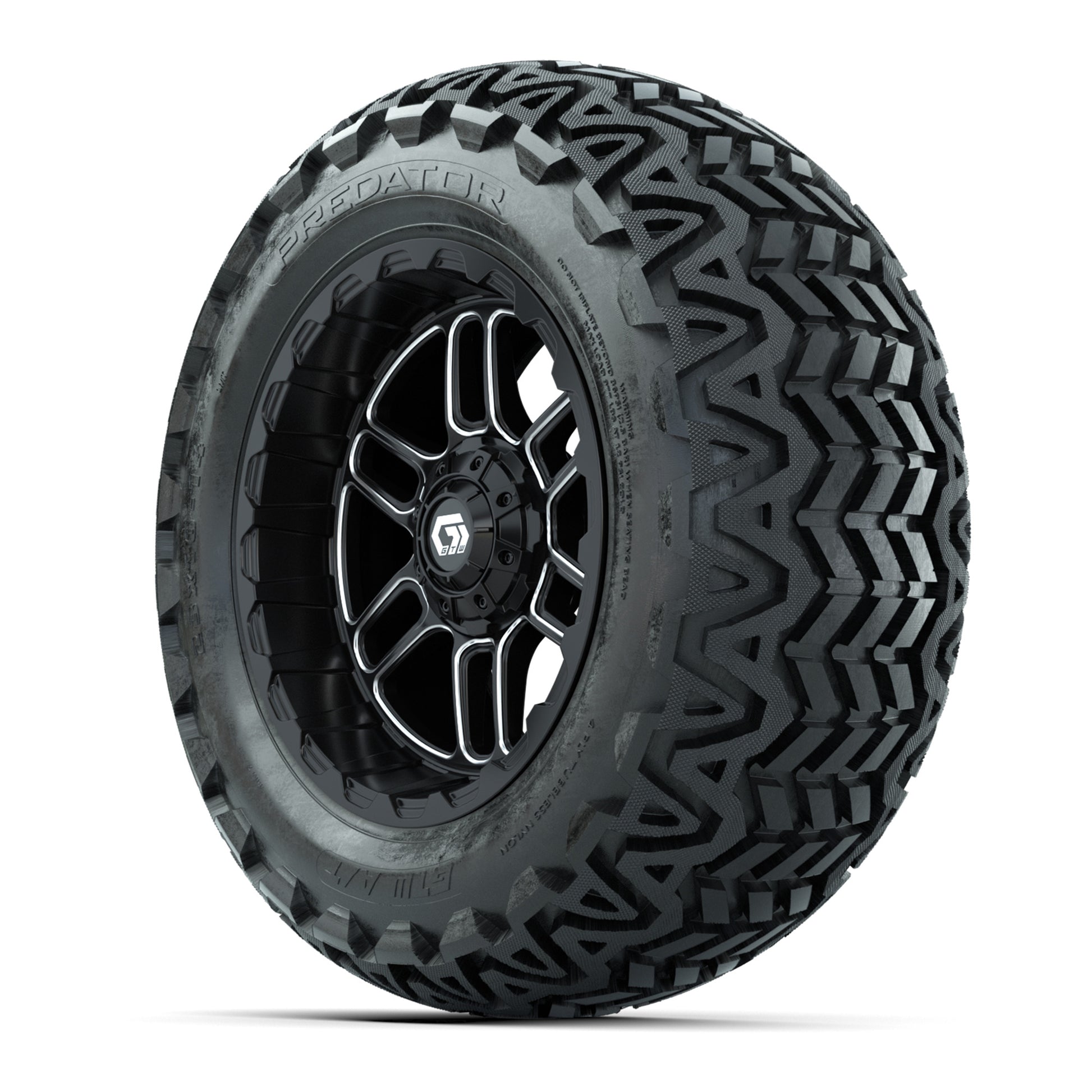 Set of (4) 14 in GTW® Titan Machined &amp; Black Wheels with - 3/4 view