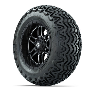 Set of (4) 14 in GTW® Titan Machined &amp; Black Wheels with - 3/4 view