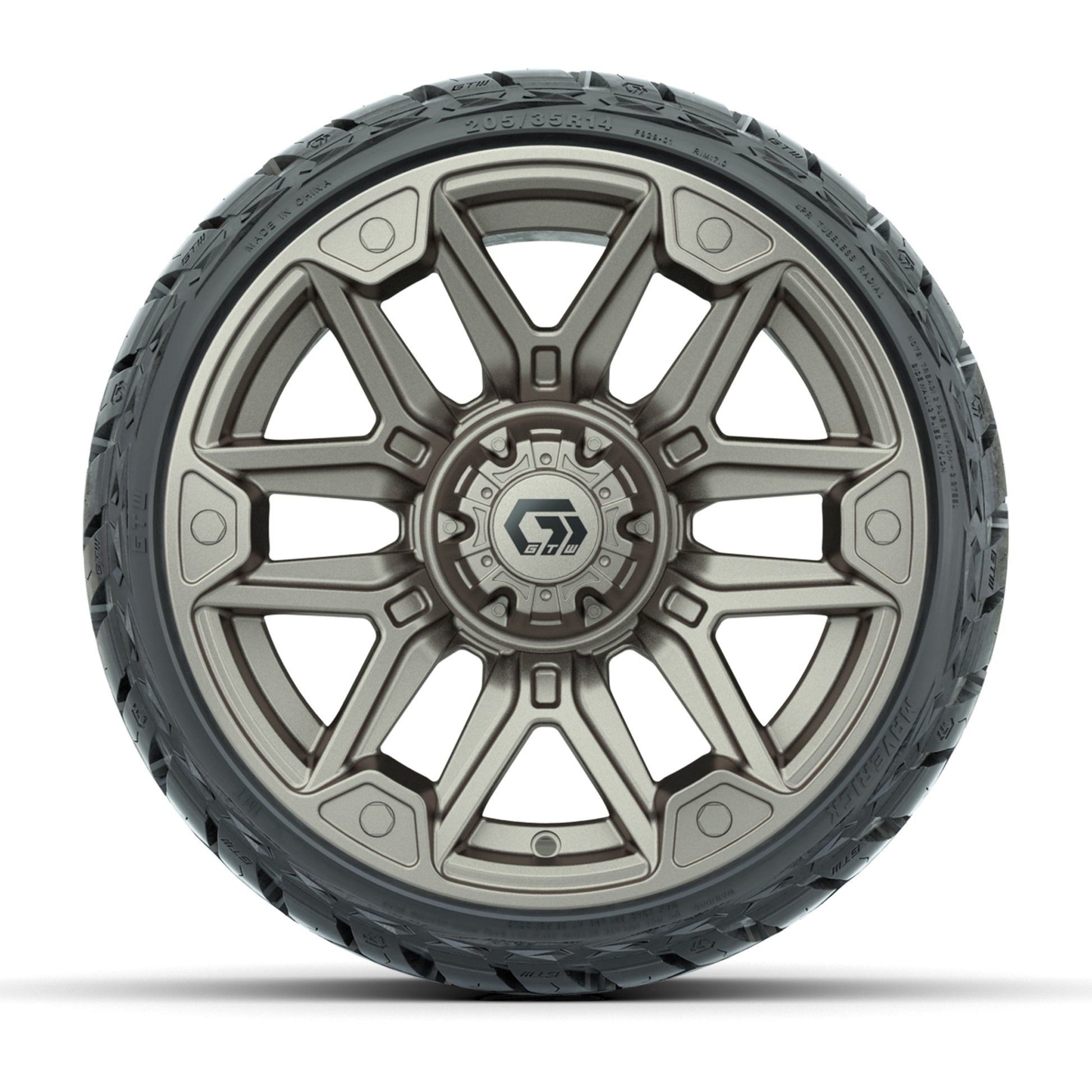 GTW Graffiti Satin Bronze/Black 14 in Wheels with 205/35-R14 - front view