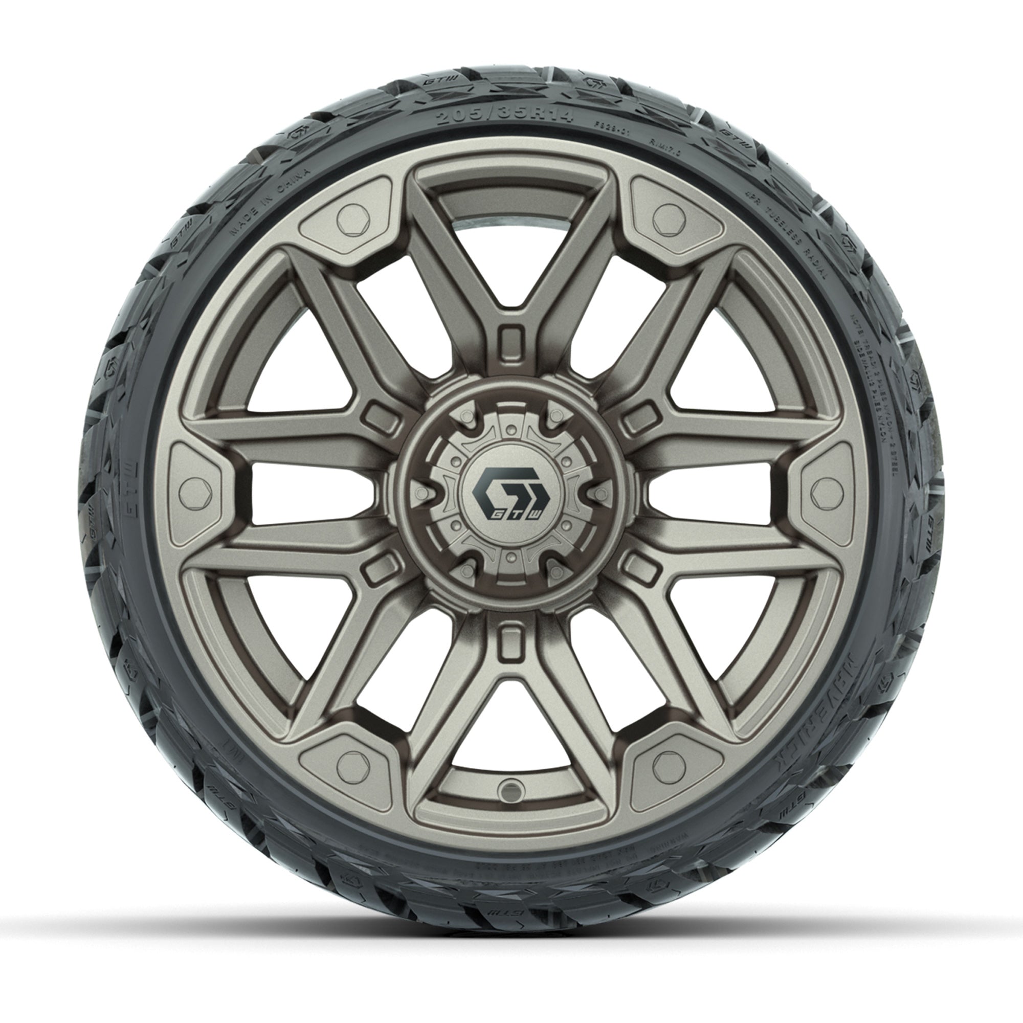 GTW Graffiti Satin Bronze/Black 14 in Wheels with 205/35-R14 - 3/4 view