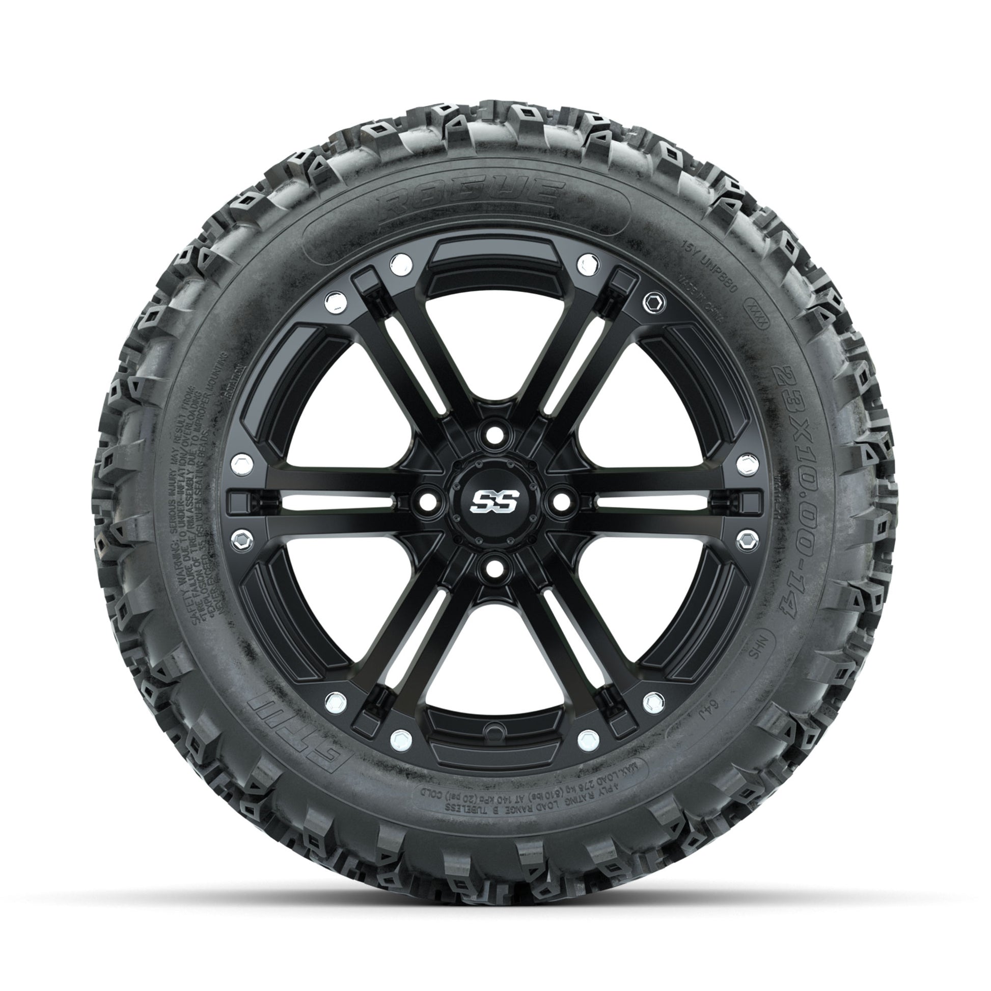 GTW Specter Matte Black 14 in Wheels with 23x10.00-14 Rogue  - front view