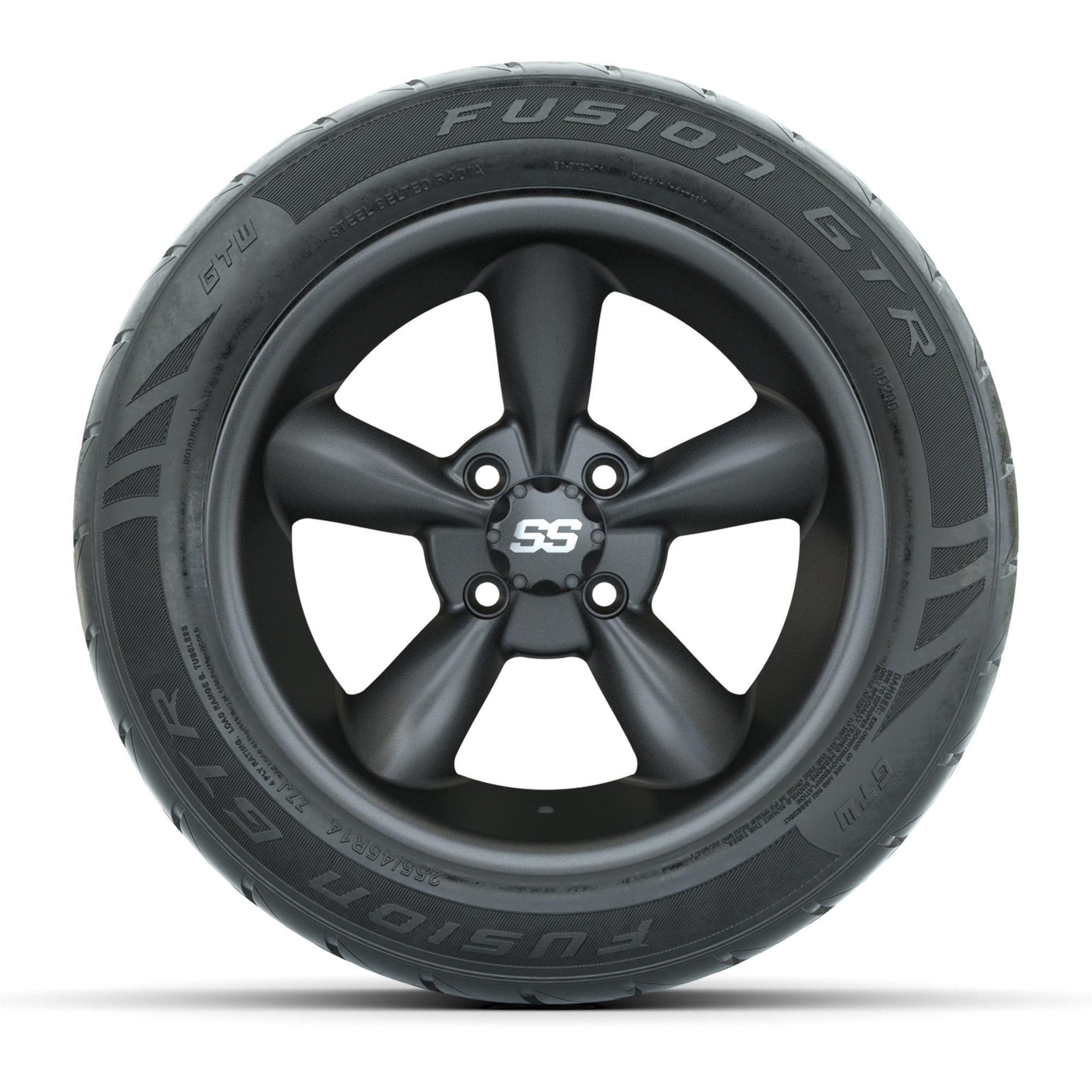 GTW® Godfather Matte Gray 14 in Wheels with 255/45-R14 Fusio - 3/4 view