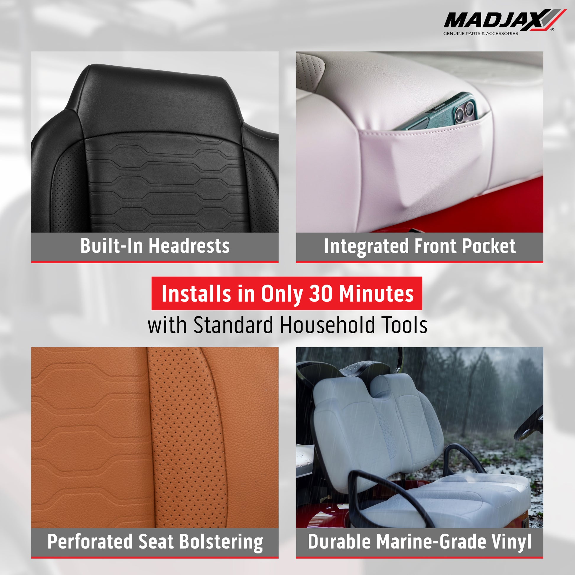 MadJax® Yamaha Drive & Drive2 Caramel Brown Aspen Front Seat Cushions
