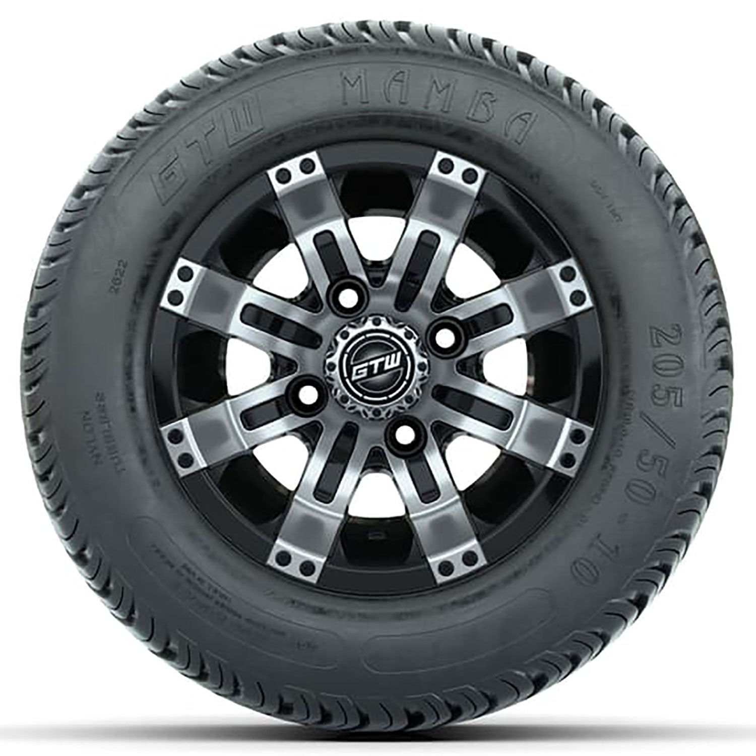 GTW 10 inch Tempest machined black wheels with Mamba street tires - Set of Four