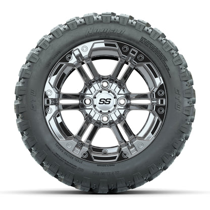 GTW® Specter Chrome 12 in Wheels with 22X11-R12 Nomad Steel Belt Radial All-Terrain Tires – Full Set