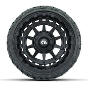 GTW Barricade Gloss Black 14 in Wheels with 205/35-R14 Maver - front view