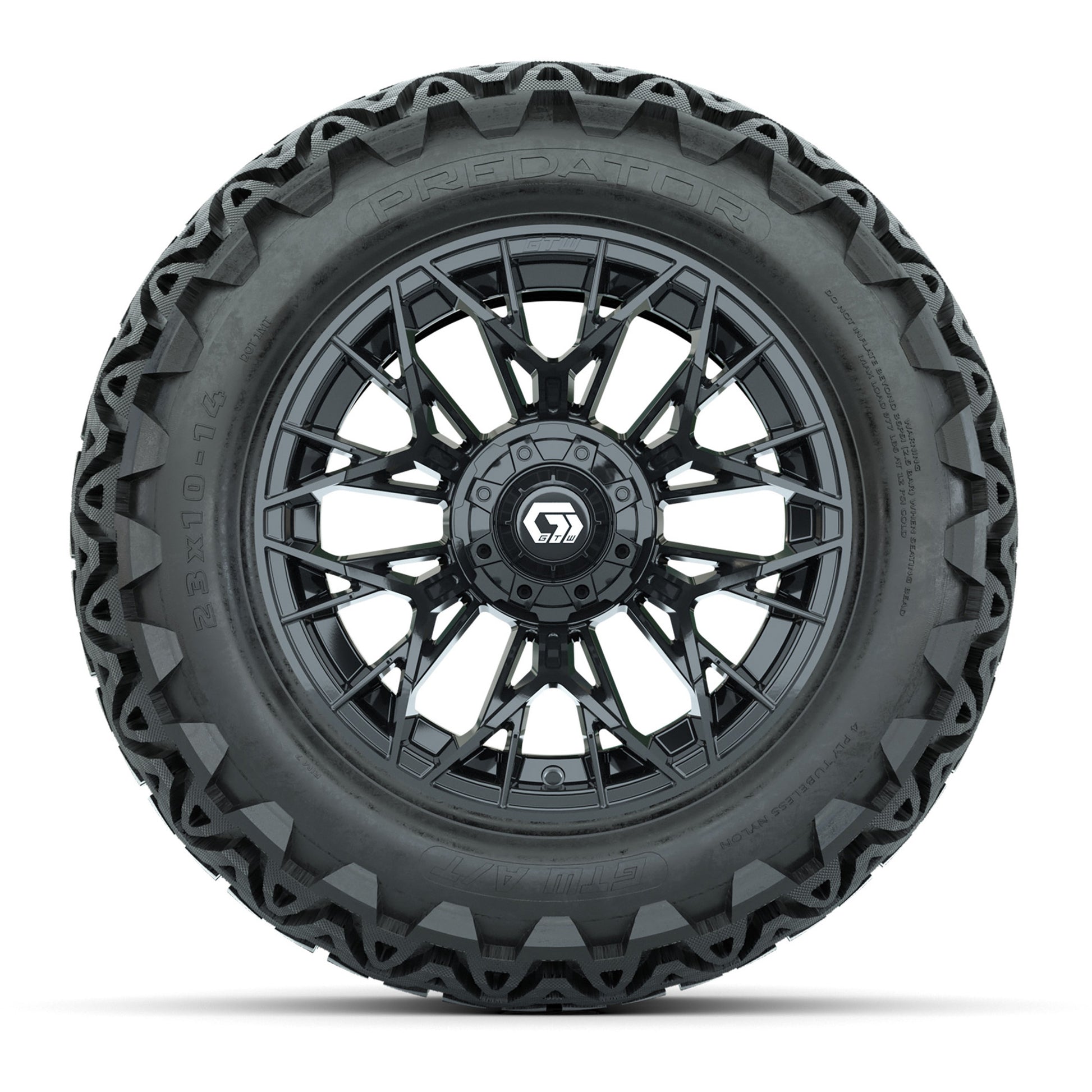 Set of (4) 14 in GTW® Stellar Black Wheels with 23x10-14 Pre - front view
