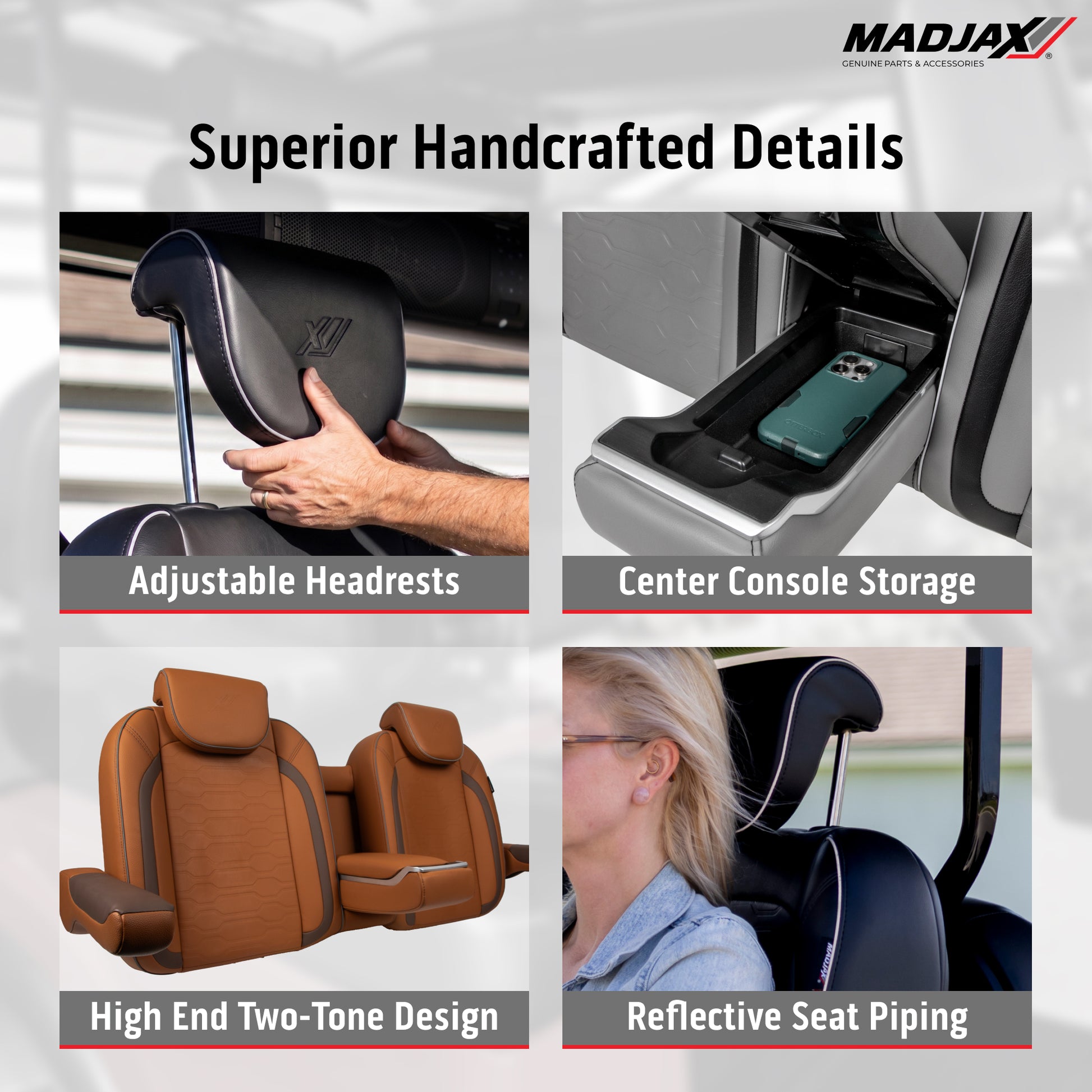 MadJax® Club Car Precedent/Tempo/Onward Caramel Commander Front Seat Cushions
