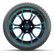 GTW Spyder Black/Blue 14 in Wheels with 225/30-14 Mamba Stre - front view