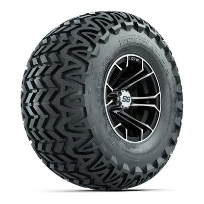 GTW Spyder Machined/Black 10 in Wheels with 22x11-10 Predator All Terrain Tires – Full Set