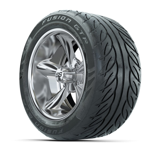 GTW® Godfather Chrome 14 in Wheels with 255/45-R14 Fusion GT - 3/4 view