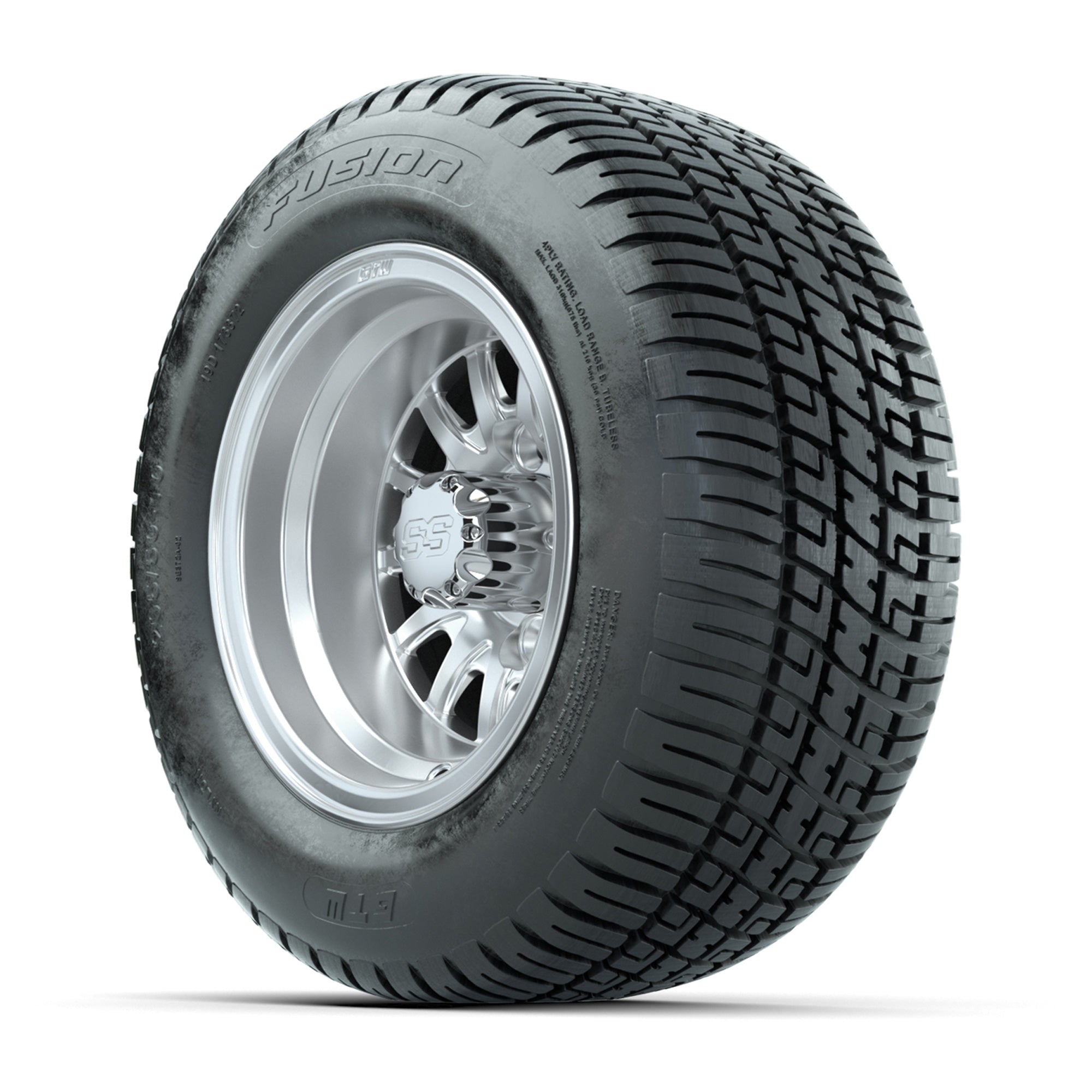 Set of 4 GTW Medusa Silver and Machined Wheels with Fusion Street Tires - 10 Inch