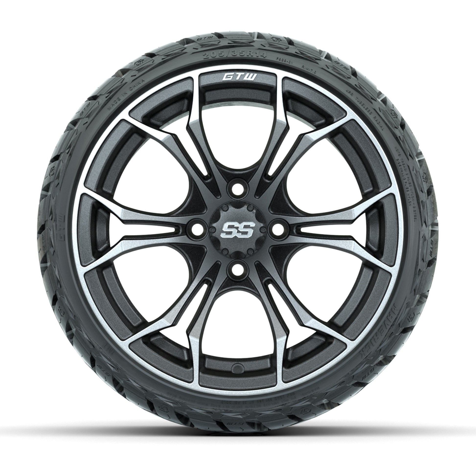 GTW® Spyder Matte Black/Bronze 14 in Wheels with 205/35-R14  - front view