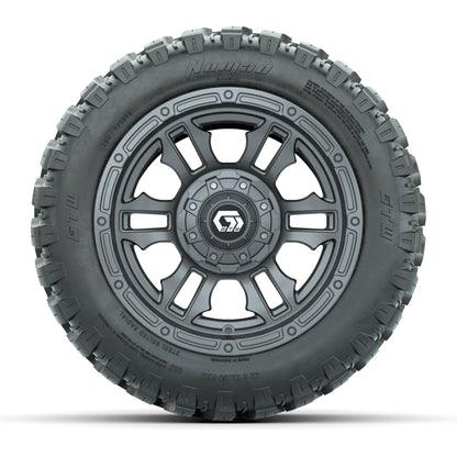 GTW® Shogun Gunmetal 12 in Wheels with 22X11-R12 Nomad Steel Belt Radial All-Terrain Tires – Full Set