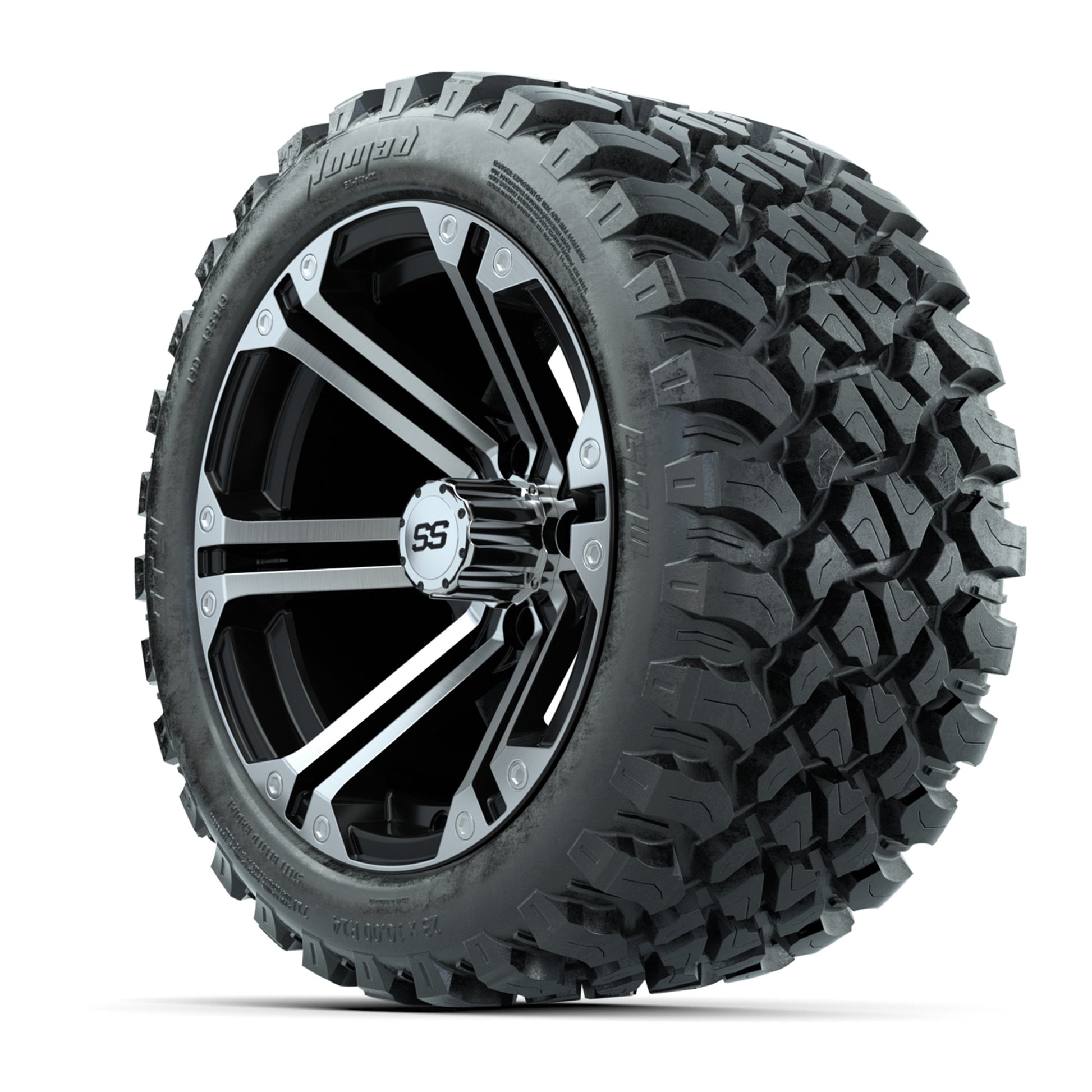 GTW® Specter Black/Machined 14 in Wheels with 23X10-R14 Noma - 3/4 view
