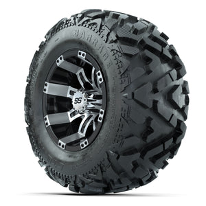GTW Tempest Black/Machined 10 in Wheels with 20x10-10 Barrage Mud Tires – Full Set