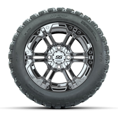 GTW® Specter Chrome 12 in Wheels with 20X10-12 Nomad Steel Belt Radial All-Terrain Tires – Full Set