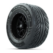 GTW® Vortex 2 Matte Black/Machined 12 in Wheels with 255/55-R12 Fusion GTR Steel Belt Radial Street Tires – Full Set