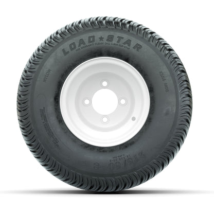 Set of (4) 8 in White Steel Wheels with 18 in Kenda Load Star Tires