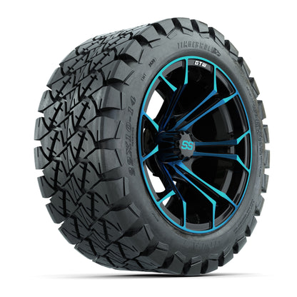 GTW Spyder Blue/Black 14 in Wheels with 22x10-14 GTW Timberwolf All-Terrain Tires – Full Set