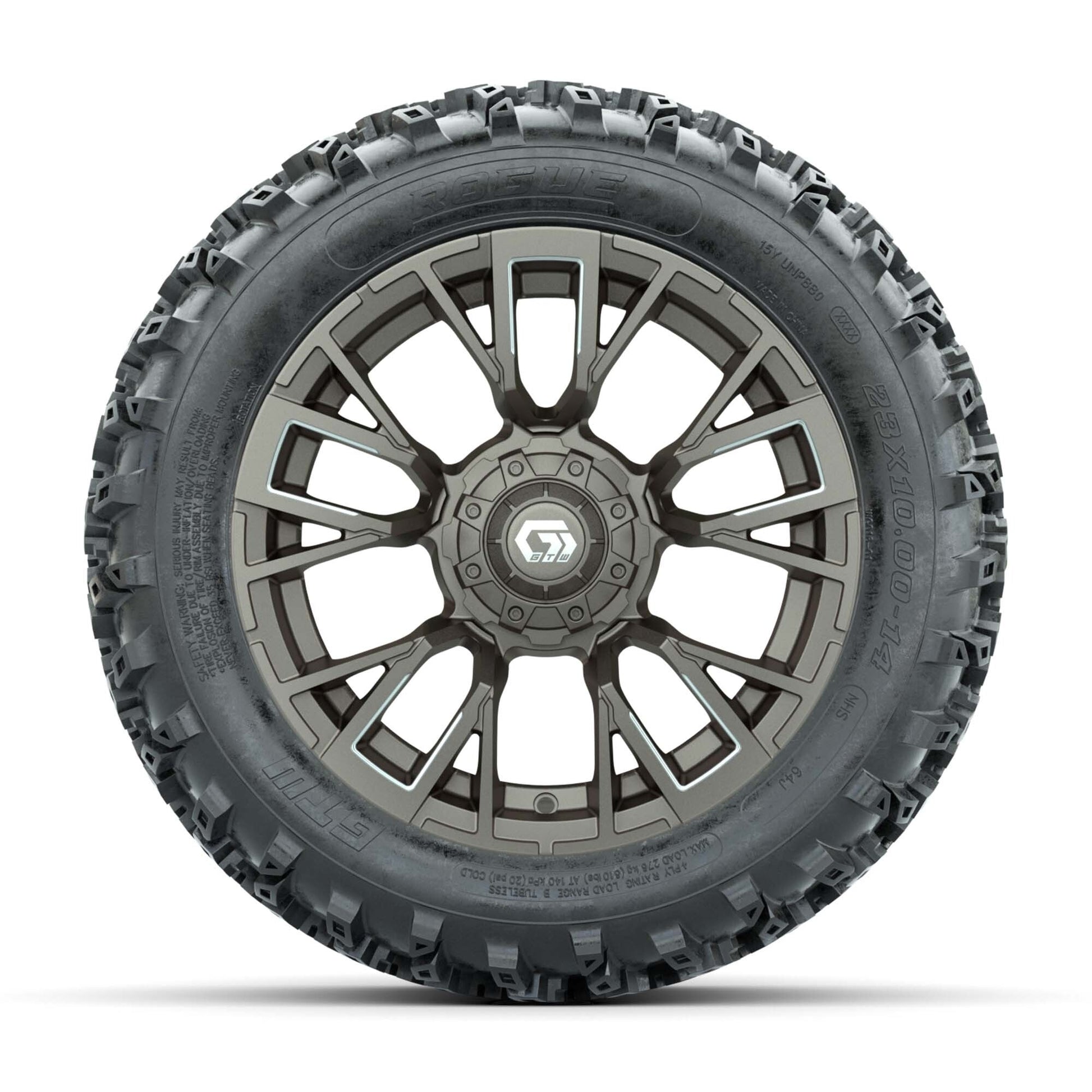 GTW® Vandal Bronze/Machined 14 in Wheels with 23X10.00-14 Ro - front view