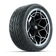 GTW® Nexus Gloss Black/Silver 14 in Wheels with 205/40-R14 Fusion GTR Steel Belted Street Tires – Full Set