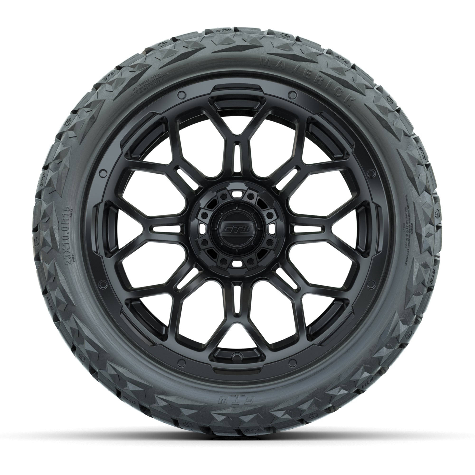 GTW Bravo Matte Black 15 in Wheels with 23x10.00-R15 Maverick All-Terrain Tires – Full Set
