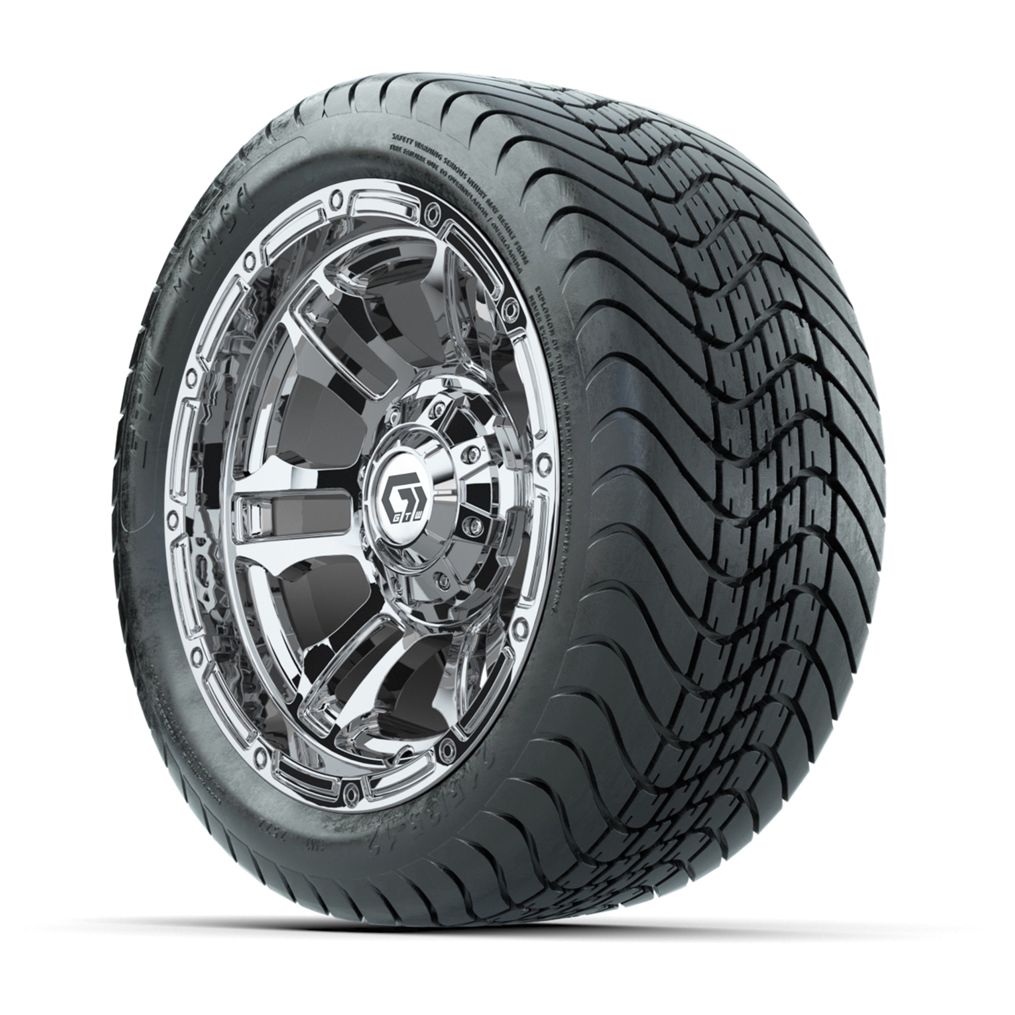 GTW® Shogun Chrome 12 in Wheels with 215/35-12 Mamba Street Tires – Full Set