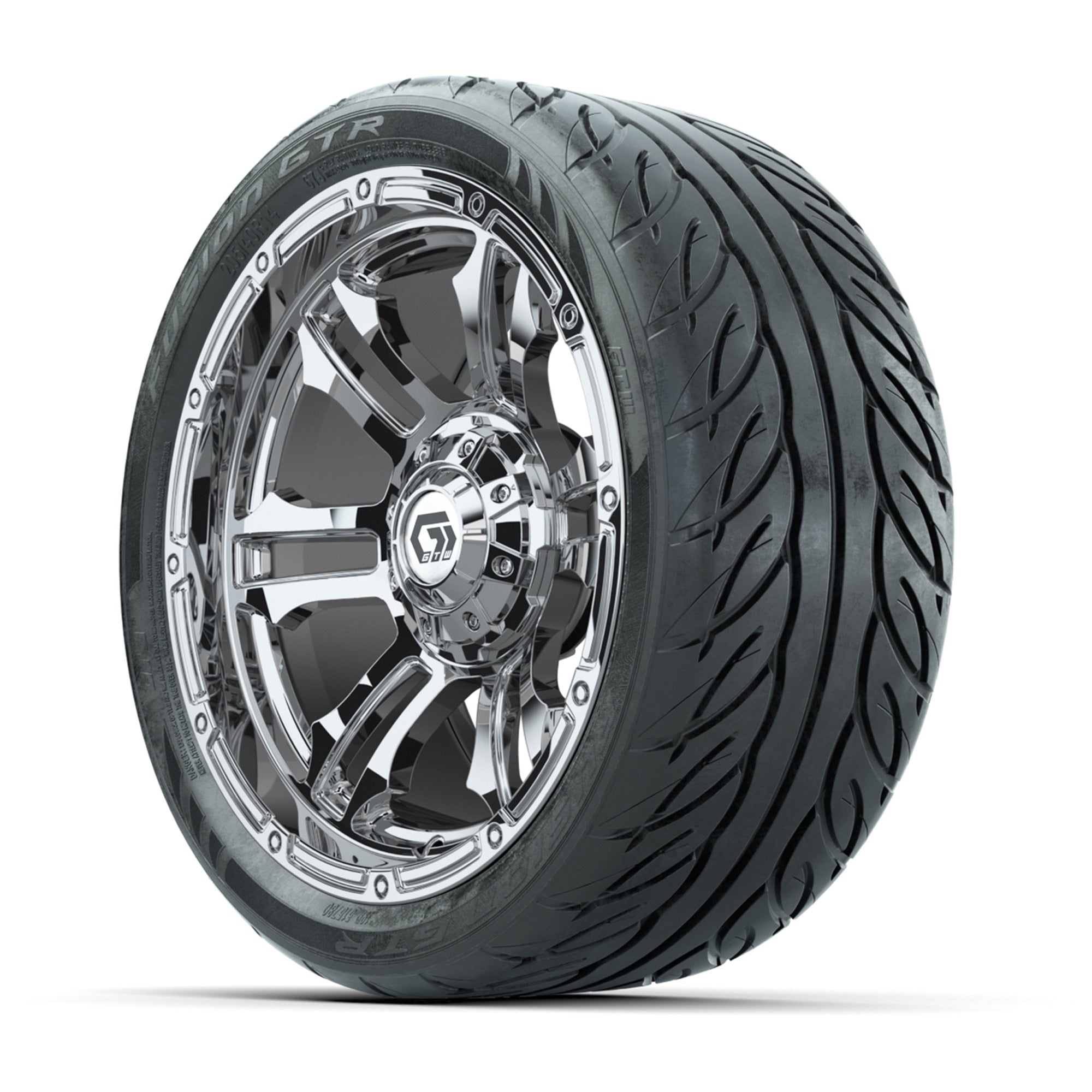 GTW® Shogun Chrome 14 in Wheels with 205/40-R14 Fusion GTR S - 3/4 view