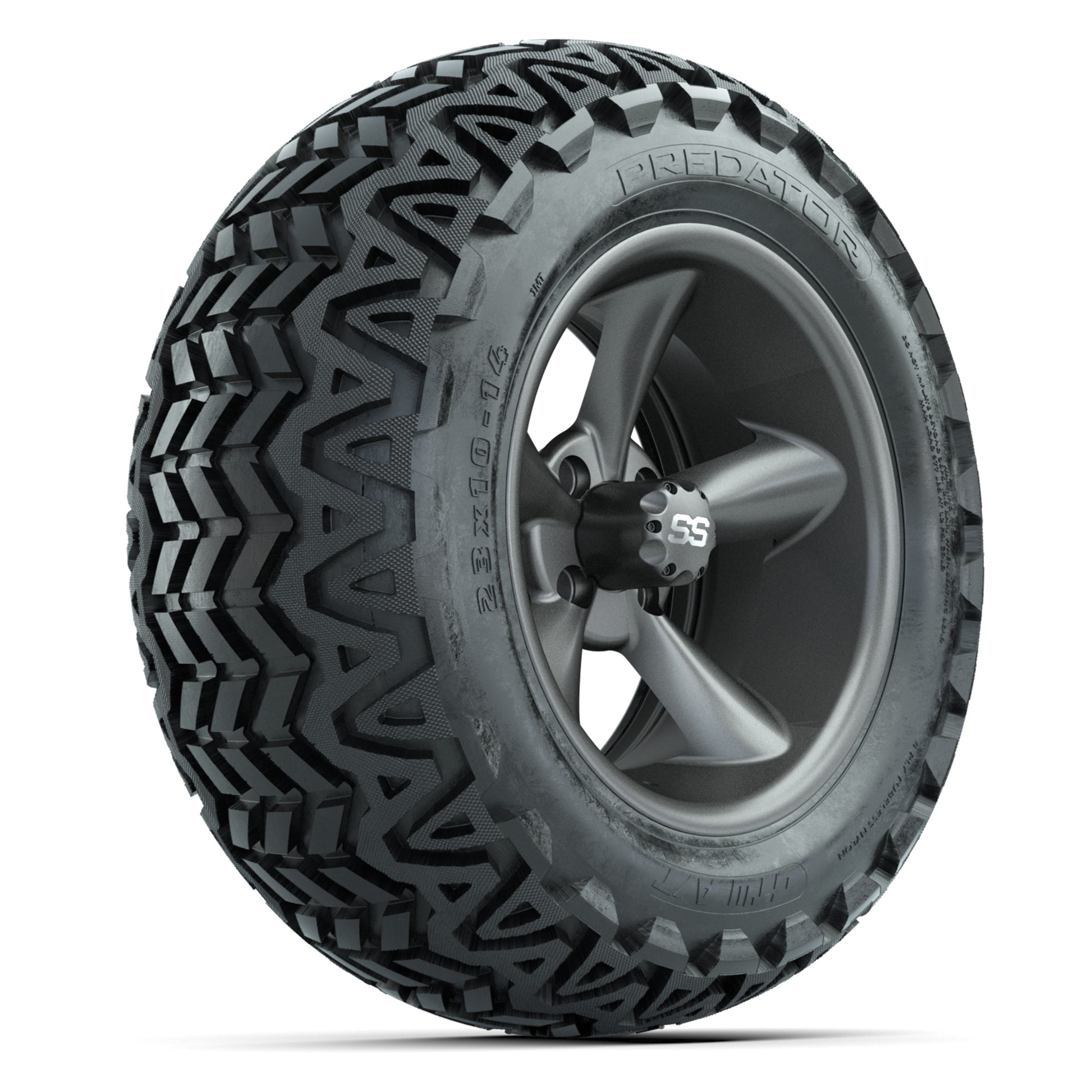 GTW Godfather Matter Gray 14 in Wheels with 23X10-14 Predator All-Terrain Tires – Full Set