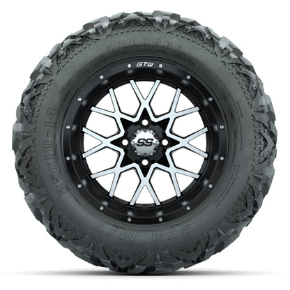 GTW Vortex Matte Black/Machined 14 in Wheels with 25x10-14 B - front view