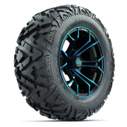 GTW Spyder Black/Blue 14 in Wheels with 25x10-14 Barrage Mud Tires – Full Set