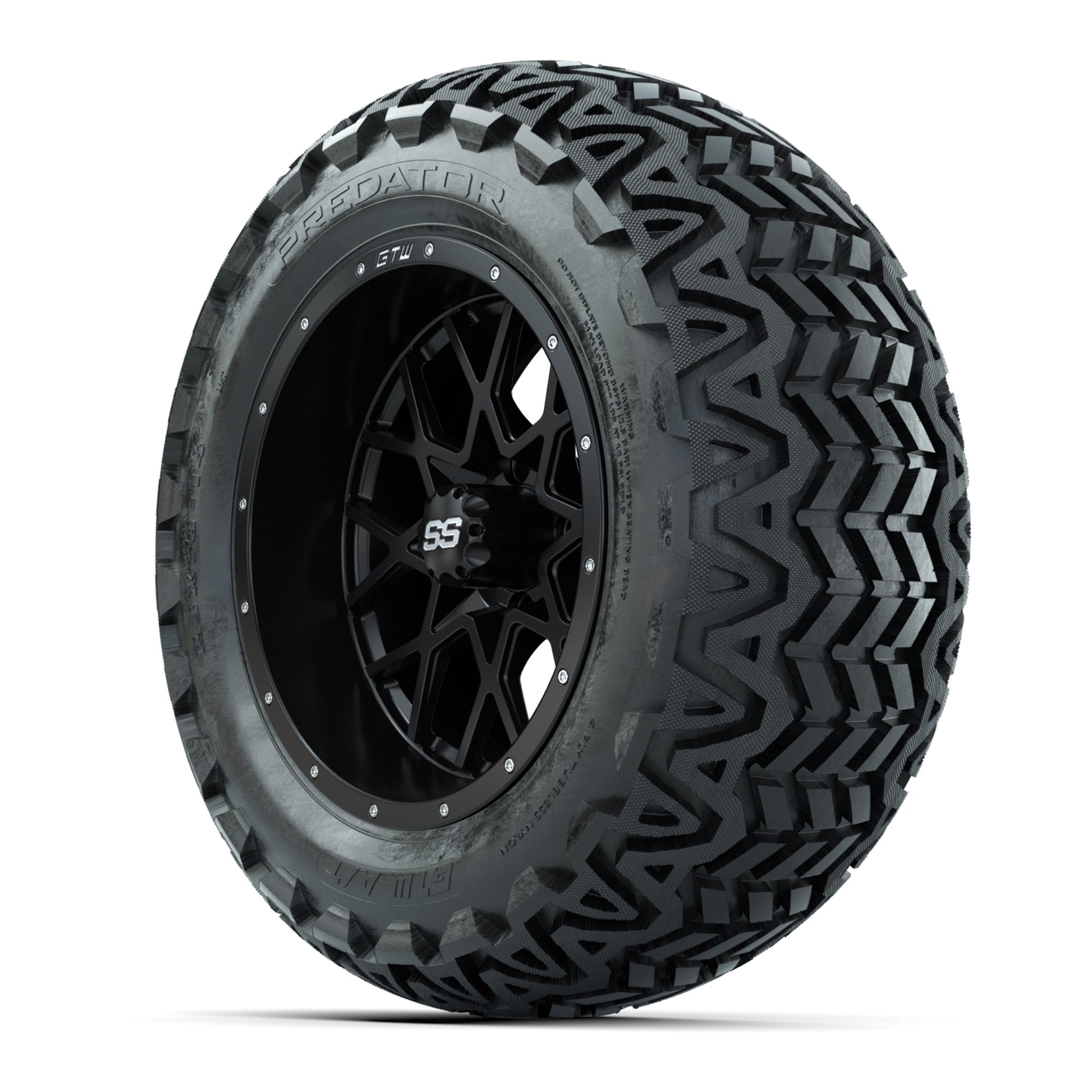 Set of (4) 14 in GTW Vortex Wheels with 23x10-14 GTW Predato - 3/4 view