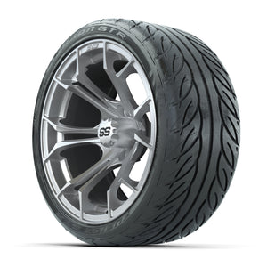GTW Spyder Silver Brush 15 in Wheels with 215/40-R15 Fusion  - 3/4 view