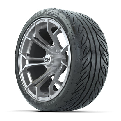 GTW Spyder Silver Brush 15 in Wheels with 215/40-R15 Fusion  - 3/4 view