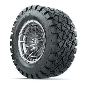 GTW® Boost Chrome 12 in Wheels with 22x10-12 Timberwolf All-Terrain Tires – Full Set