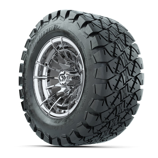 GTW® Boost Chrome 12 in Wheels with 22x10-12 Timberwolf All-Terrain Tires – Full Set