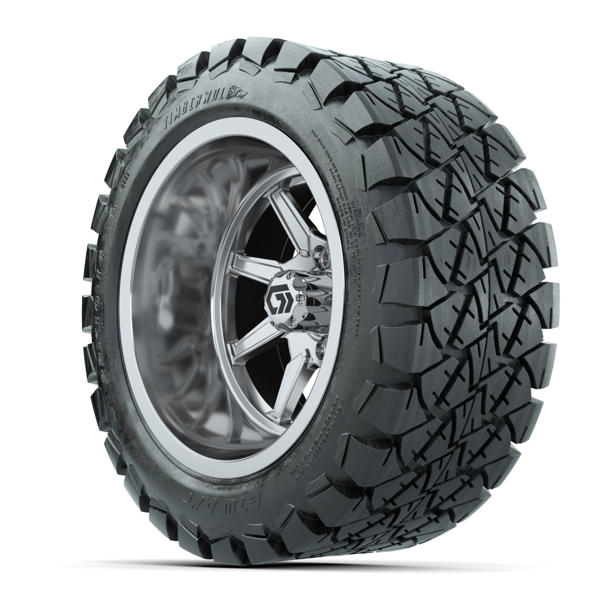 GTW Reaper Chrome 14 in Wheels with 22X10-14 Timberwolf All-Terrain Tires – Full Set