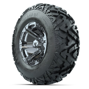 GTW® Specter Chrome 12 in Wheels with 25X10-12 Barrage Mud Tires – Full Set