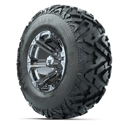 GTW® Specter Chrome 12 in Wheels with 25X10-12 Barrage Mud Tires – Full Set