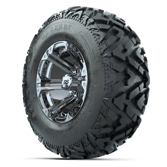 GTW® Specter Chrome 12 in Wheels with 25X10-12 Barrage Mud Tires – Full Set