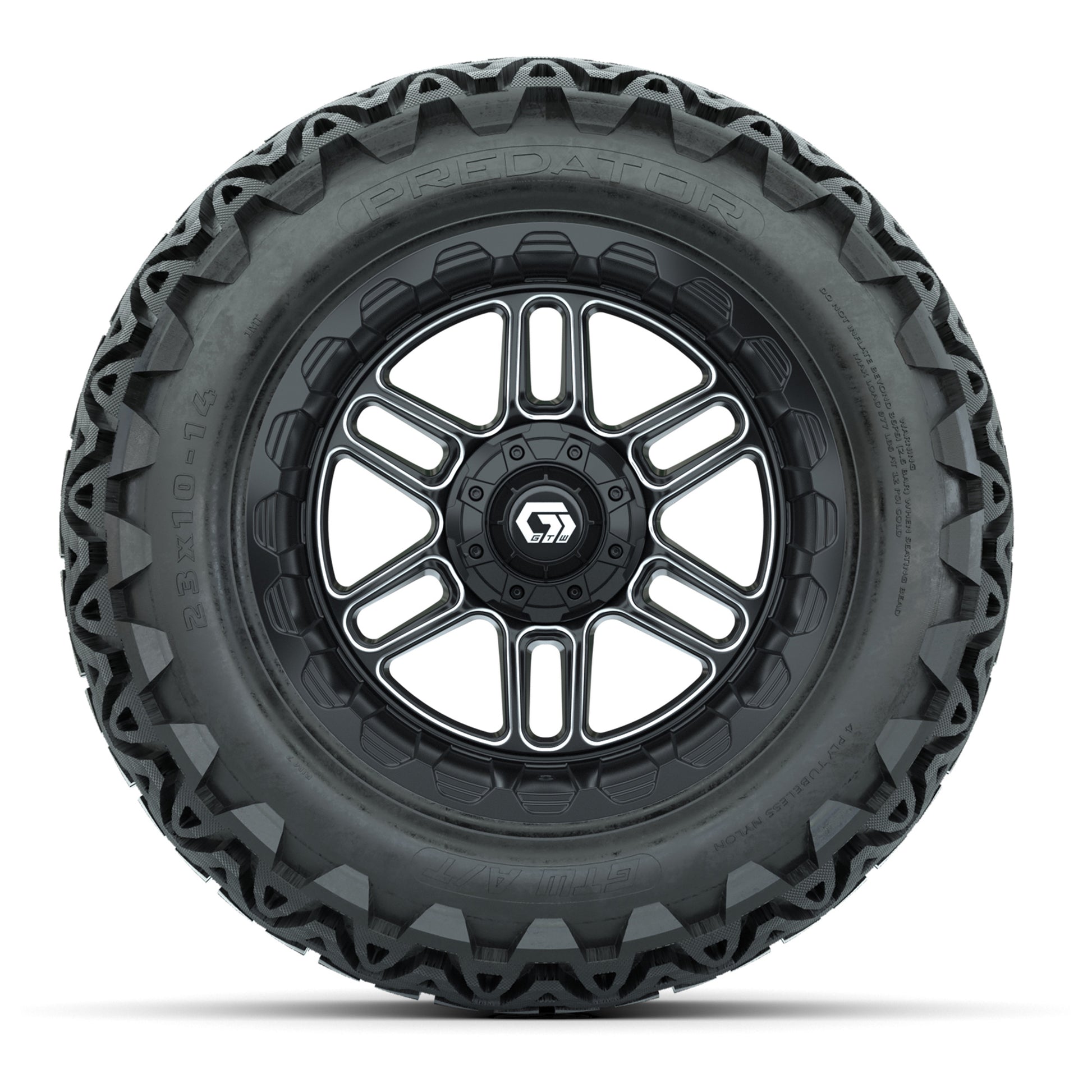 Set of (4) 14 in GTW® Titan Machined &amp; Black Wheels with - front view