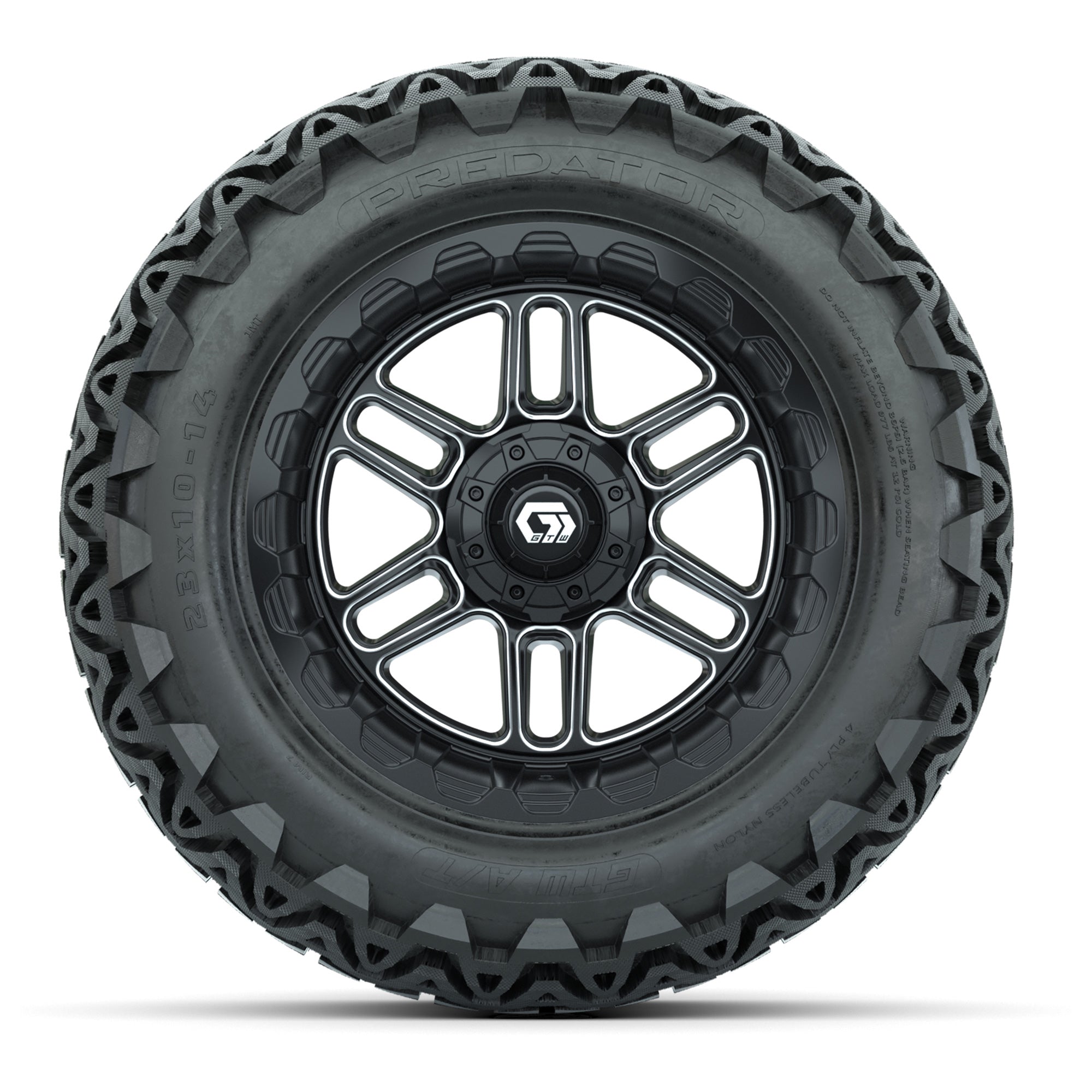 Set of (4) 14 in GTW® Titan Machined &amp; Black Wheels with - 3/4 view
